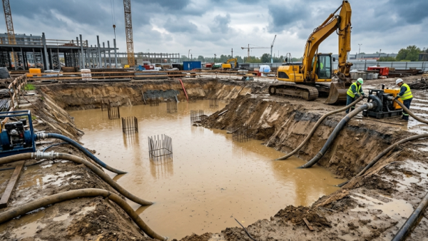 Woda w wykopie – jak skutecznie osuszyć teren i przygotować go pod fundamentowanie?